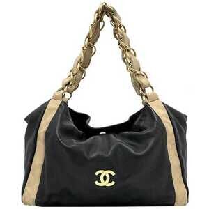 CHANEL Black Lambskin Leather Tote Bag